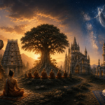 Un arbre au milieu, des gens qui prient et méditent : Que dit la religion sur le monde-invisible