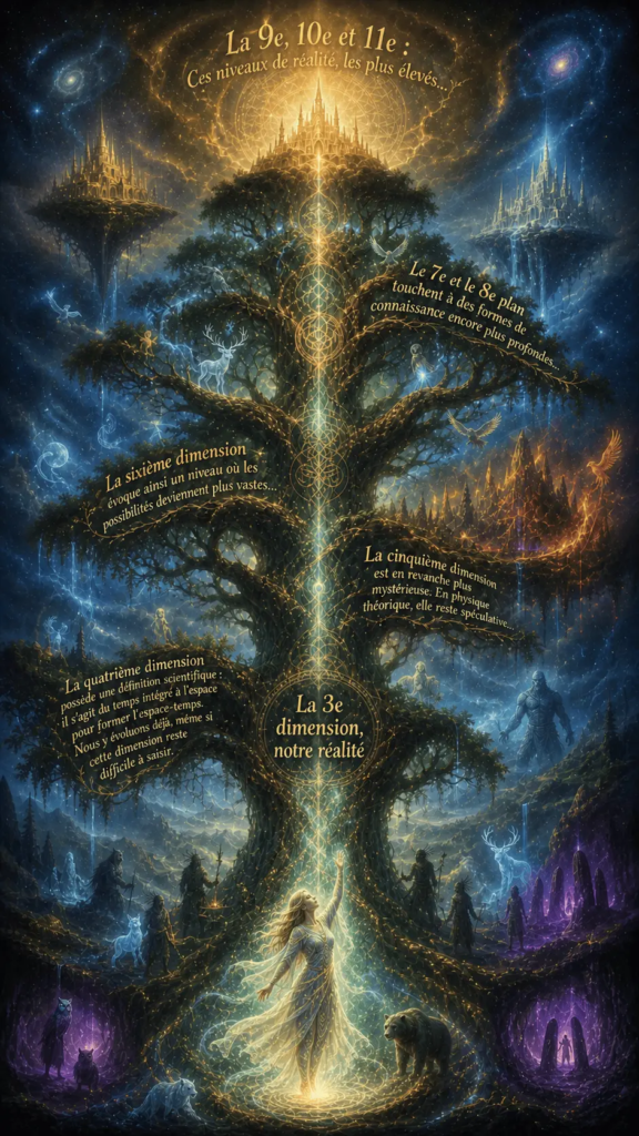 toutes les dimensions, de la troisième a la onzième, sous la formes d'un arbre avec des paliers